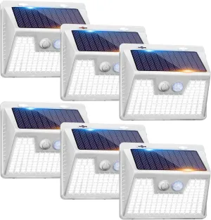 Peasur Solar Lights Outdoor Waterproof, 6Pack 140LED Bright Motion Sensor Security Lights 3 Modes, Solar Powered Fence Wall Light for Garden Yard Outside(Cool White)