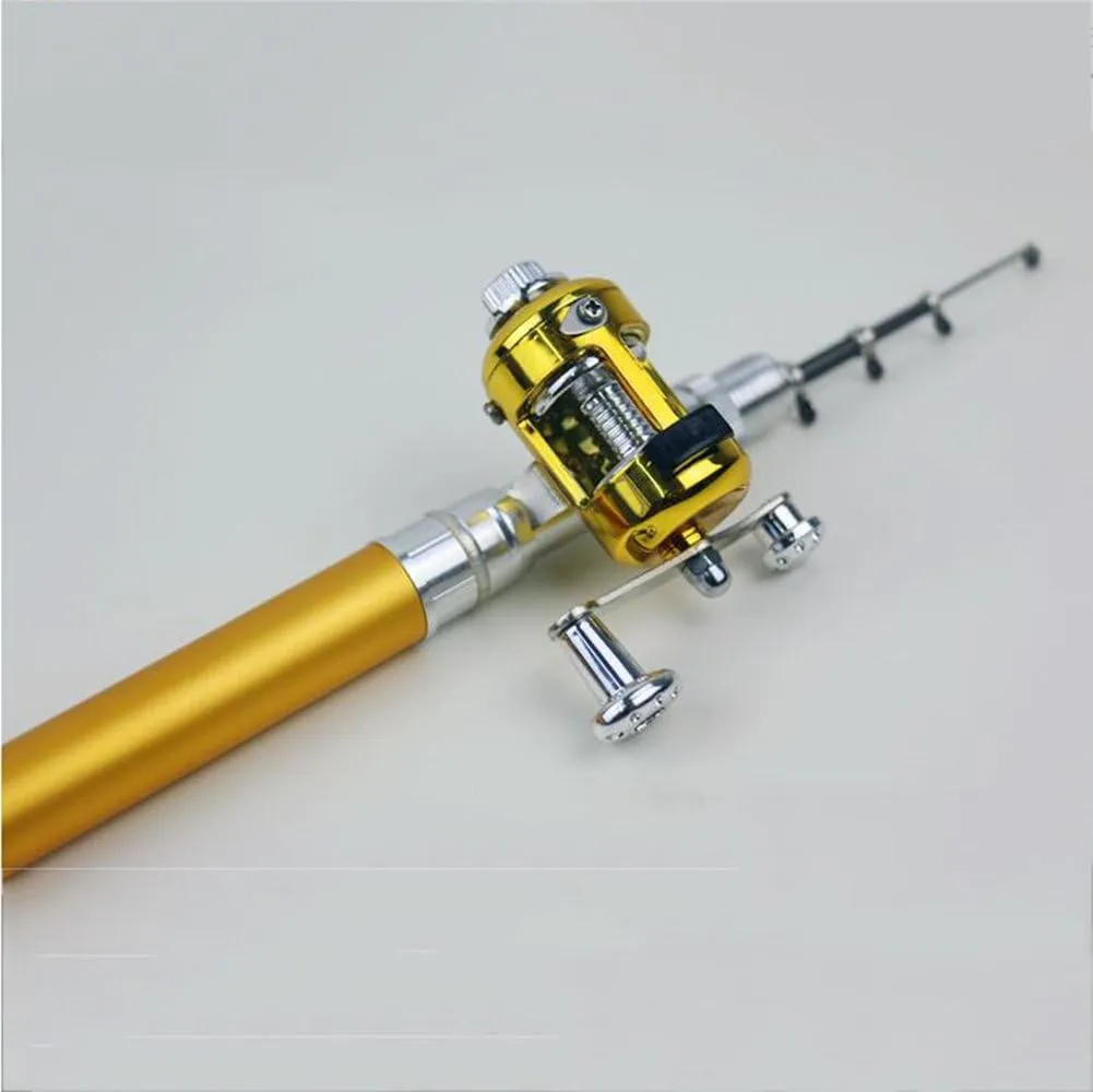 Pen Mini Fishing Rods 160cm,Portable Telescopic Pocket Aluminum Alloy Fishing Rod Pole with Reel
