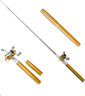 Pen Mini Fishing Rods 160cm,Portable Telescopic Pocket Aluminum Alloy Fishing Rod Pole with Reel