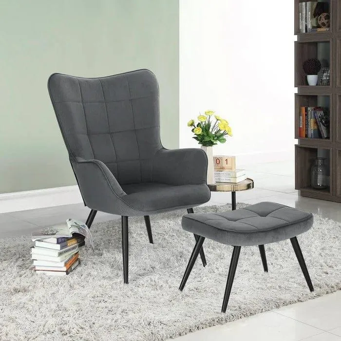 Penzance wing chair with footstool