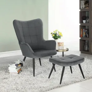 Penzance wing chair with footstool