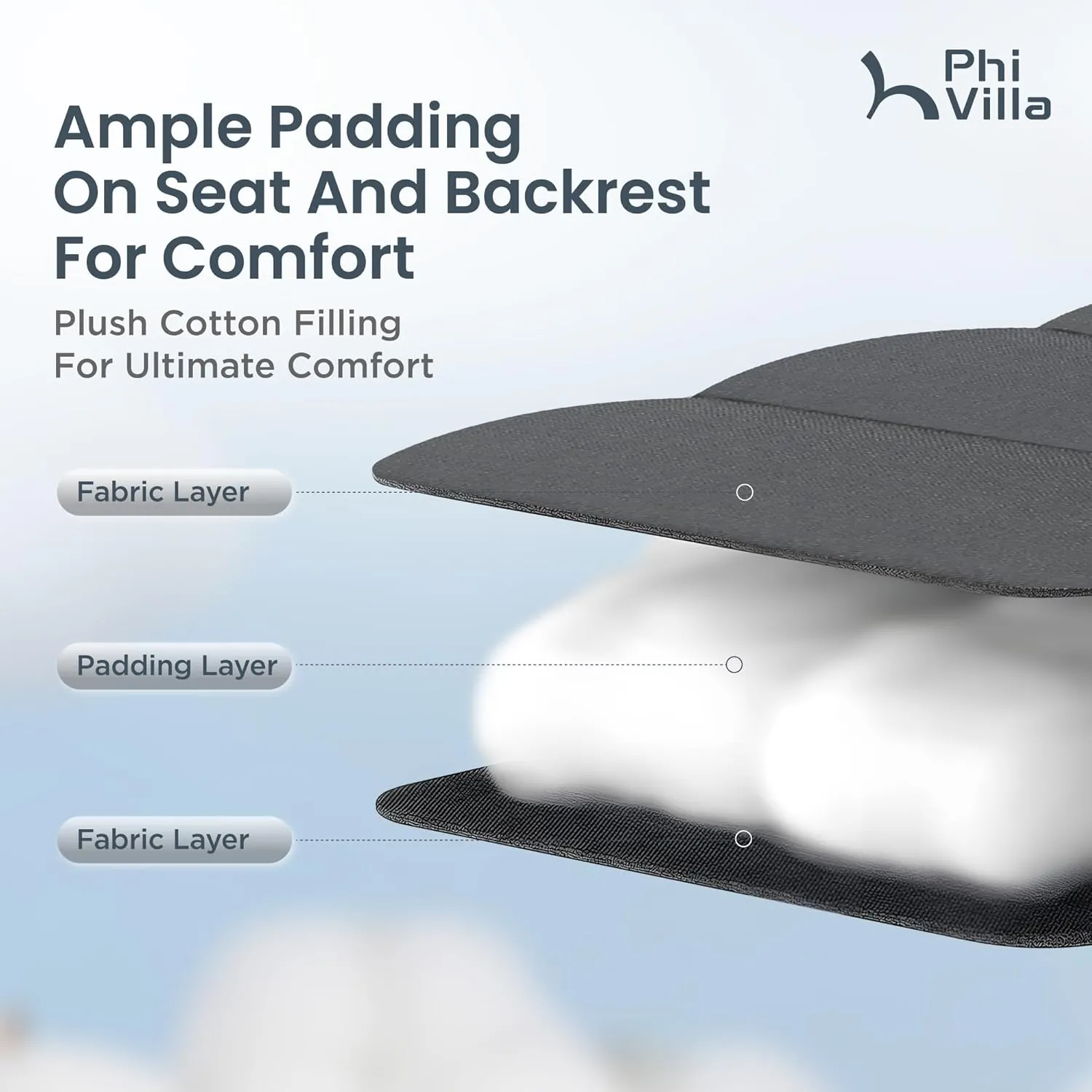 PHI VILLA Outdoor Patio Padded Zero Gravity Chair, Foldable Patio Recliner, 26" Wide Seat Anti Gravity Lounger with Cup Holder, Support 350 LBS (Grey)