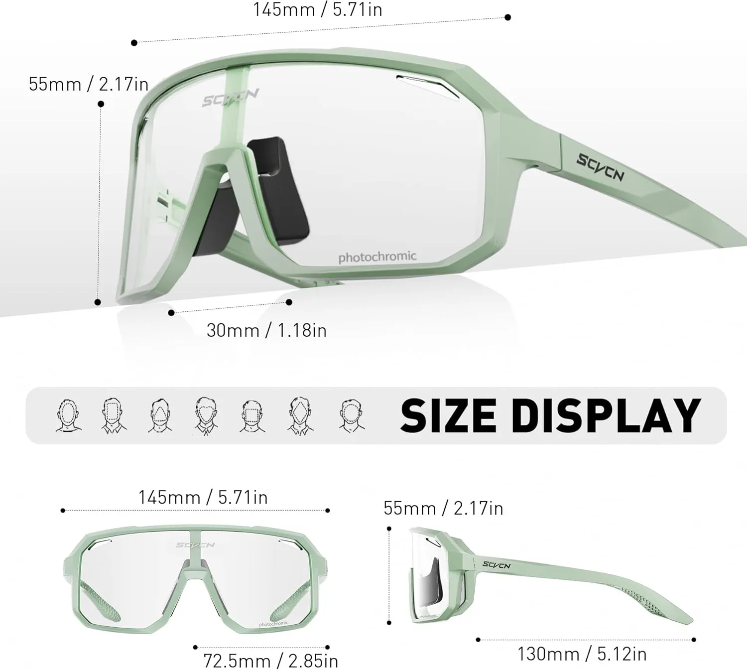 Photochromic Cycling Glasses Sport Sunglasses Clear MTB BMX Men Women Running Driving DZ-S62