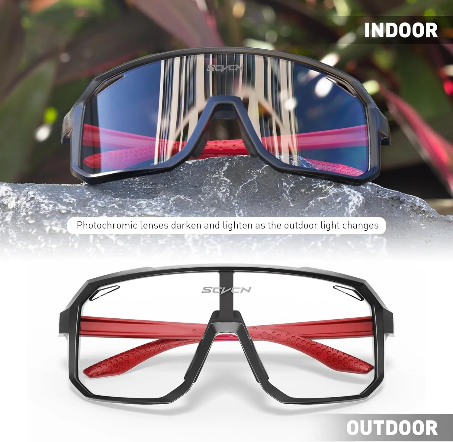 Photochromic Cycling Glasses Sport Sunglasses Clear MTB BMX Men Women Running Driving DZ-S62
