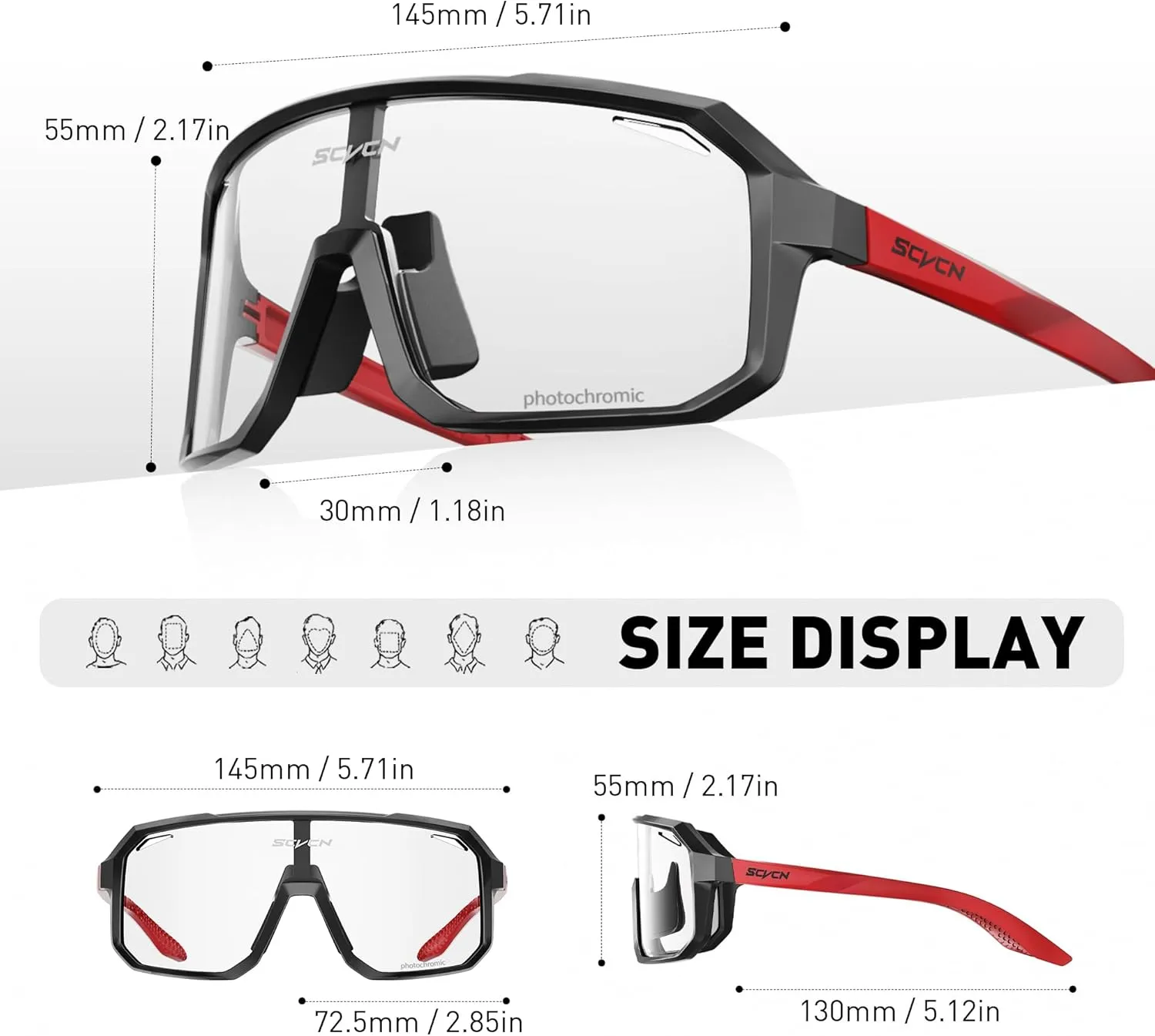 Photochromic Cycling Glasses Sport Sunglasses Clear MTB BMX Men Women Running Driving DZ-S62