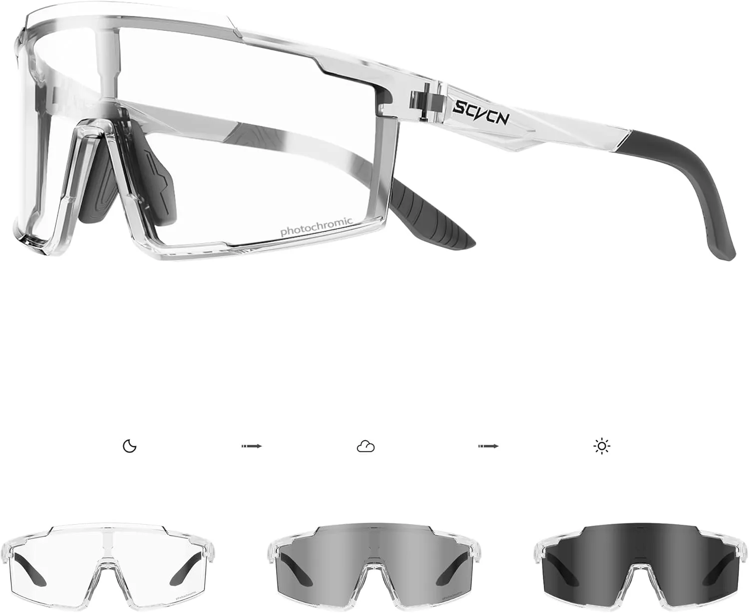 Photochromic Cycling Glasses Sports Sunglasses for Men Women Mountain MTB Glasses UV Protection Driving Running S121