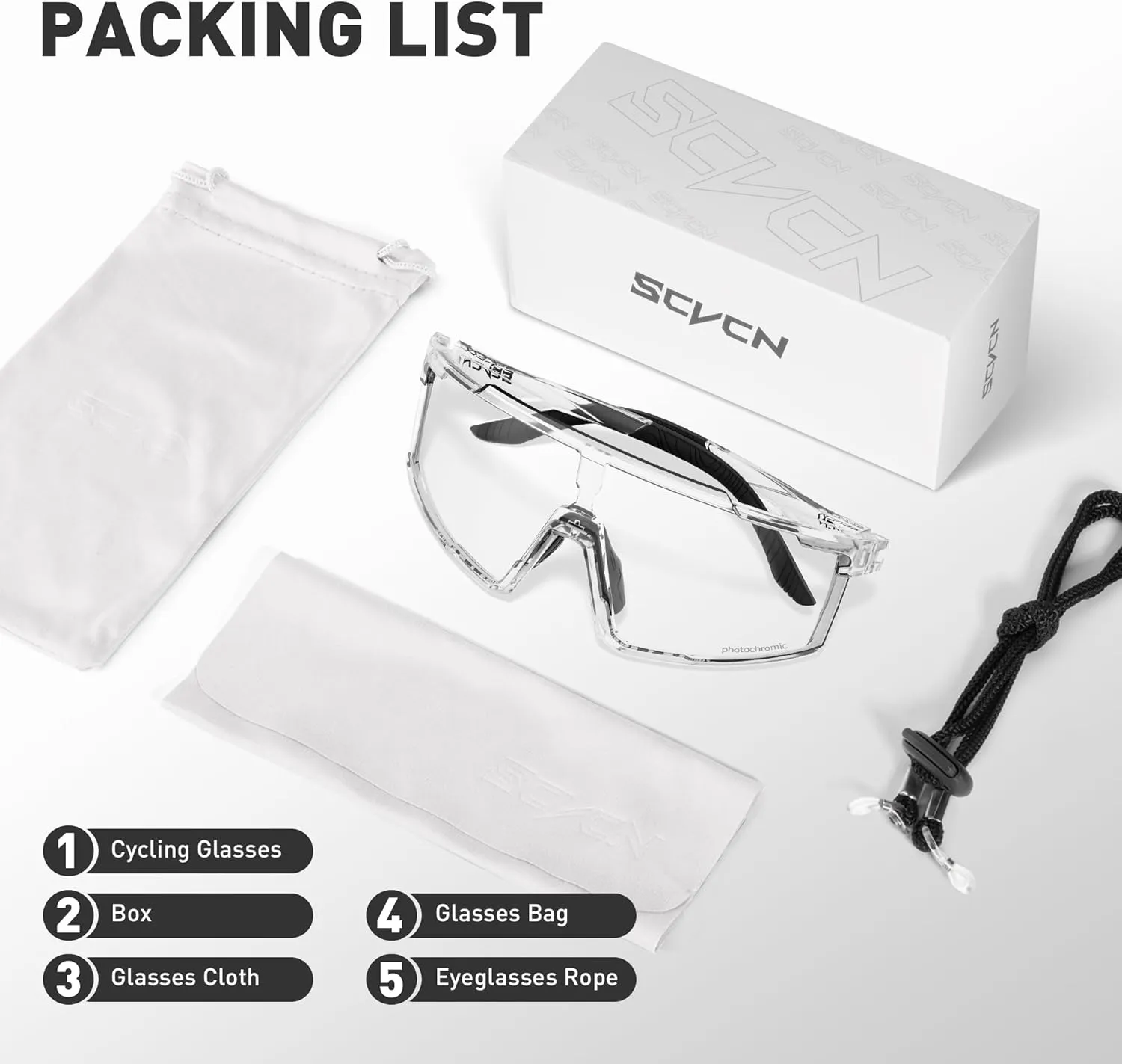 Photochromic Cycling Glasses Sports Sunglasses for Men Women Mountain MTB Glasses UV Protection Driving Running S121