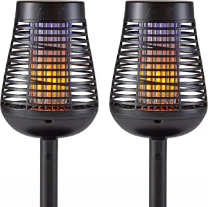 PIC Solar Insect Killer Torch (DFST), Bug Zapper and Flame Accent Light, Kills Bugs on Contact - Twin Pack