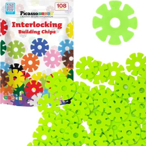 PicassoTiles Magnet Building Tiles Building Chip Blocks in Light Green, Building Blocks Construction Toy Block Stack, STEM Building Toys Chip Interlocking Construction Block Chips Toy