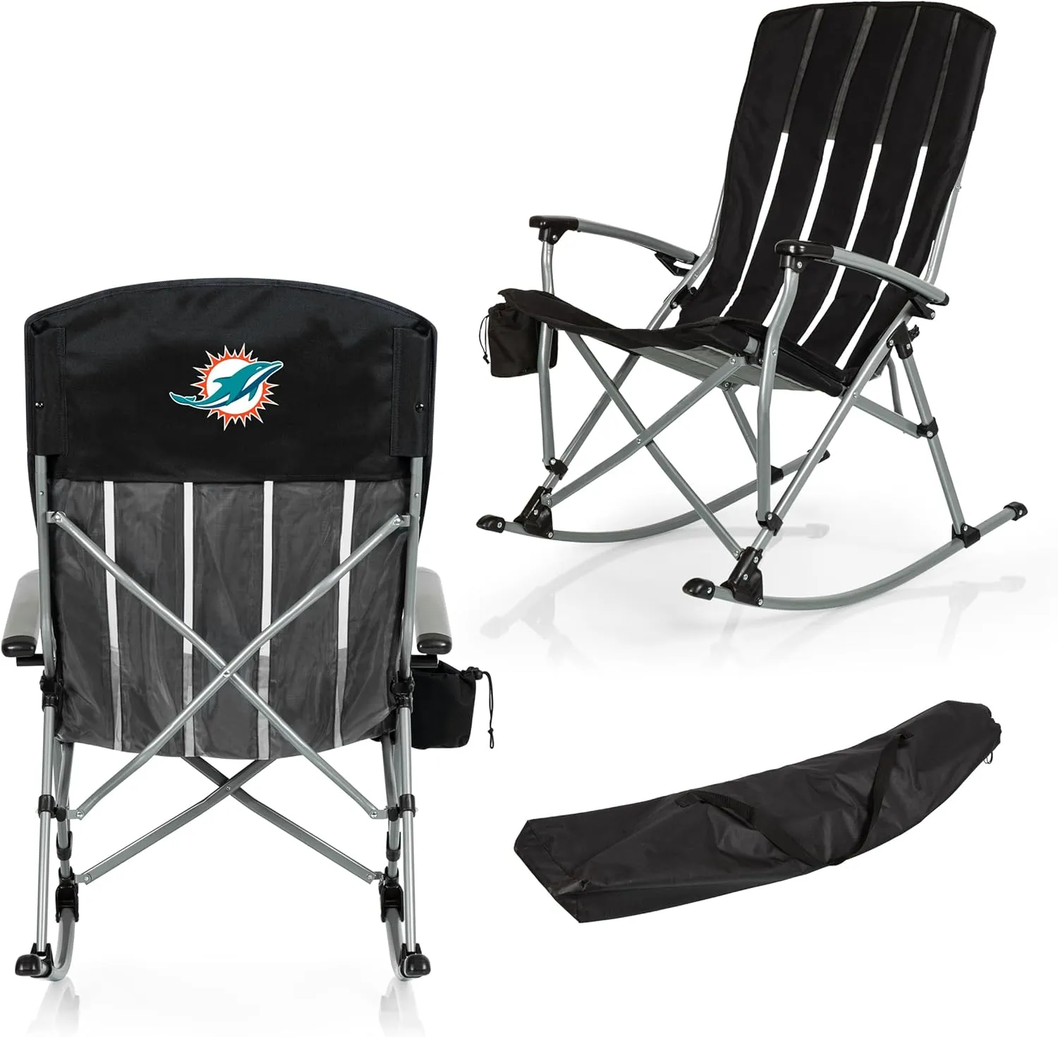PICNIC TIME NFL Unisex-Adult NFL Outdoor Rocking Camp Chair, XL Heavy Duty Camping Chair for Adults