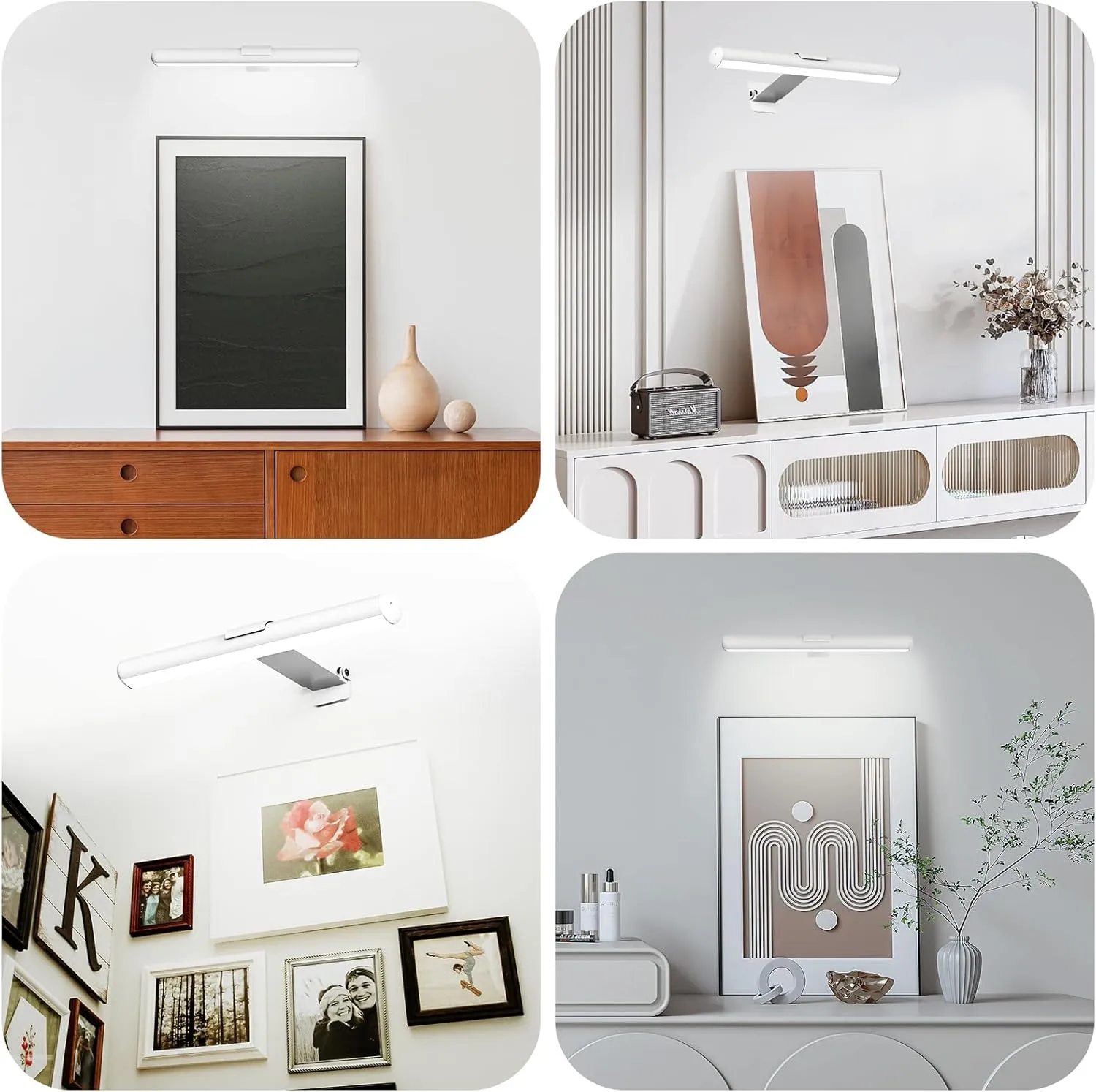 Picture Light, Rechargeable Wall Lights 4000m Ahbattery Powered Wall Light, suse forart Lighting for Paintings, Gallery Wall Light 300 lumens, Dimmable and Timer Off Art Display Light