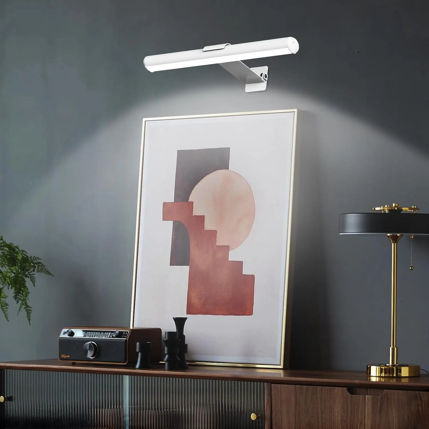 Picture Light, Rechargeable Wall Lights 4000m Ahbattery Powered Wall Light, suse forart Lighting for Paintings, Gallery Wall Light 300 lumens, Dimmable and Timer Off Art Display Light