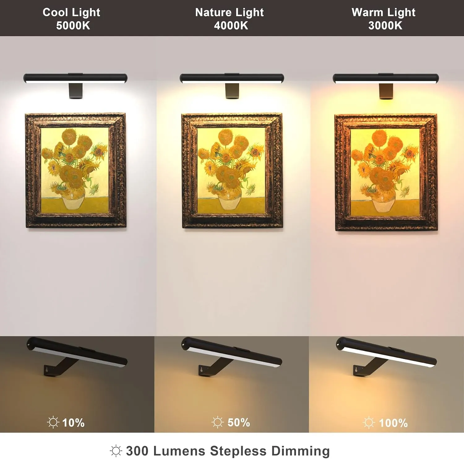 Picture Light with Remote,Battery Painting Light with 3 Lighting Colors Rechargeable,Art Light Display Wall Light with Dimmable Timer, Full Metal Picture Light for Picture Gallery Dart