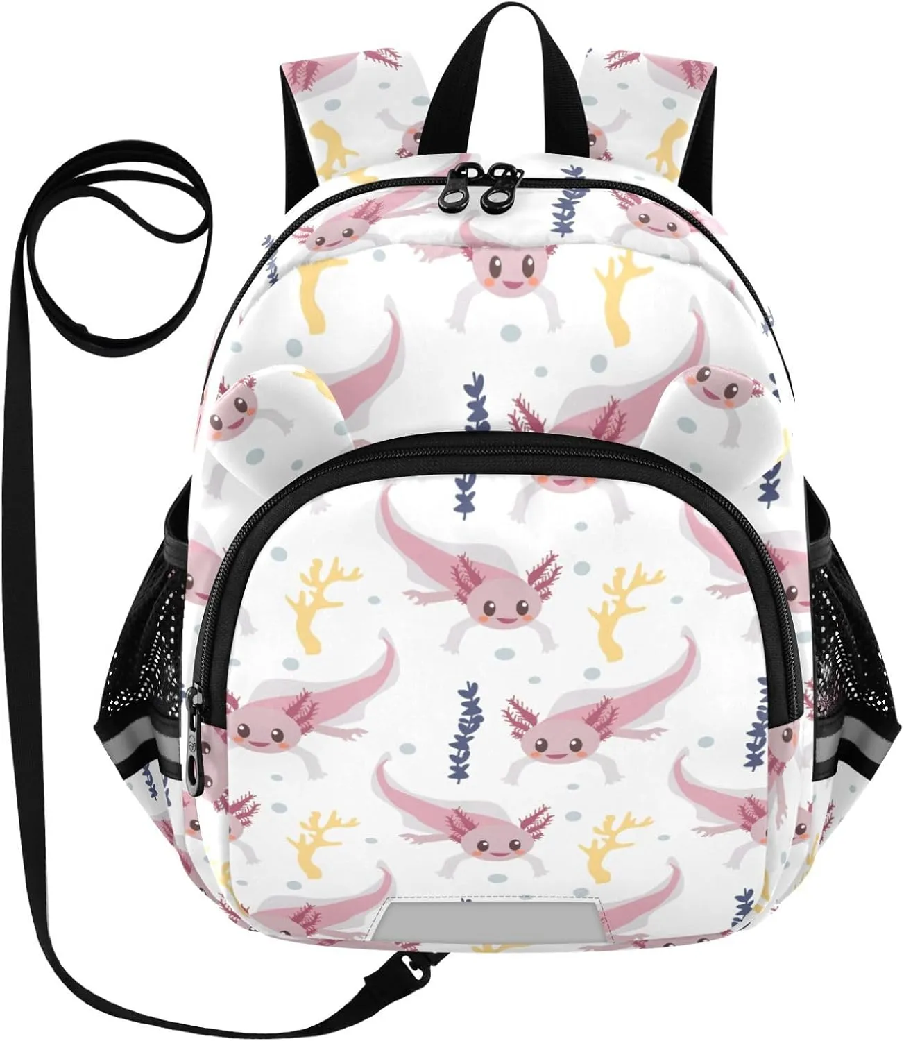 Plaaee Axolotl Seamless Pattern Funny Toddler Backpack Harness Leash Kids Back Pack Harnesses Leashes Tether for Boys Girls Outdoor Travel M