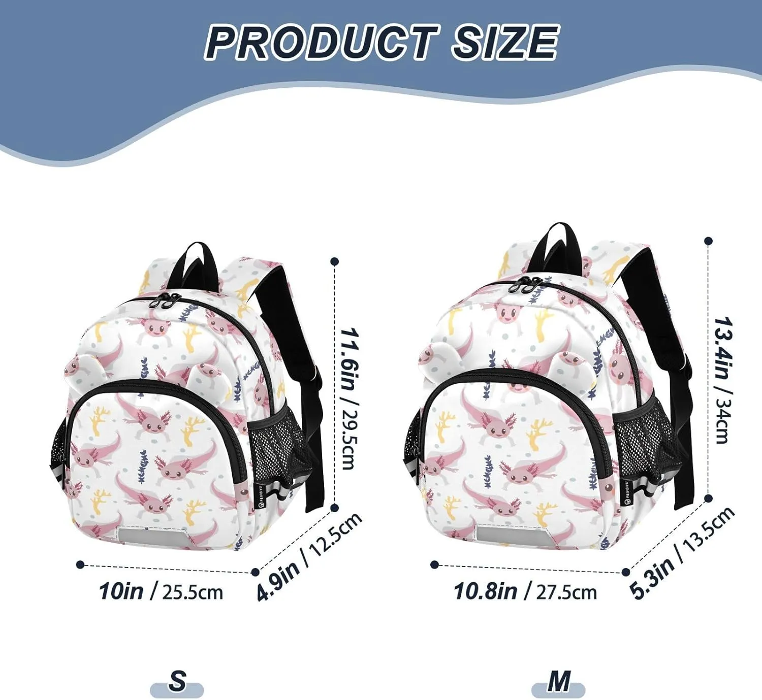 Plaaee Axolotl Seamless Pattern Funny Toddler Backpack Harness Leash Kids Back Pack Harnesses Leashes Tether for Boys Girls Outdoor Travel M
