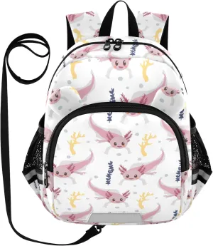 Plaaee Axolotl Seamless Pattern Funny Toddler Backpack Harness Leash Kids Back Pack Harnesses Leashes Tether for Boys Girls Outdoor Travel M