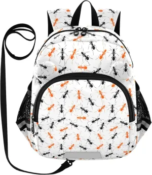 Plaaee Black White Ants Toddler Backpack Harness Leash Kids Back Pack Harnesses Leashes Tether for Boys Girls Outdoor Travel S