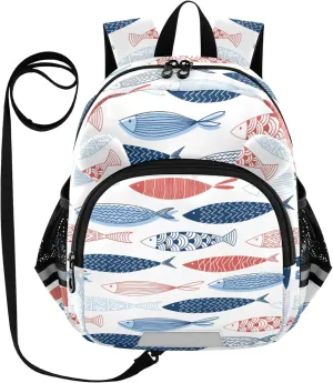 Plaaee Colorful Fish Toddler Backpack Harness Leash Kids Back Pack Harnesses Leashes Tether for Boys Girls Outdoor Travel S