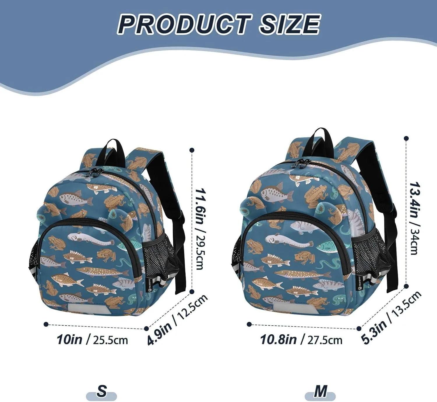Plaaee Fish Frogs and Snakes Toddler Backpack Harness Leash Kids Back Pack Harnesses Leashes Tether for Boys Girls Outdoor Travel S