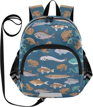 Plaaee Fish Frogs and Snakes Toddler Backpack Harness Leash Kids Back Pack Harnesses Leashes Tether for Boys Girls Outdoor Travel S