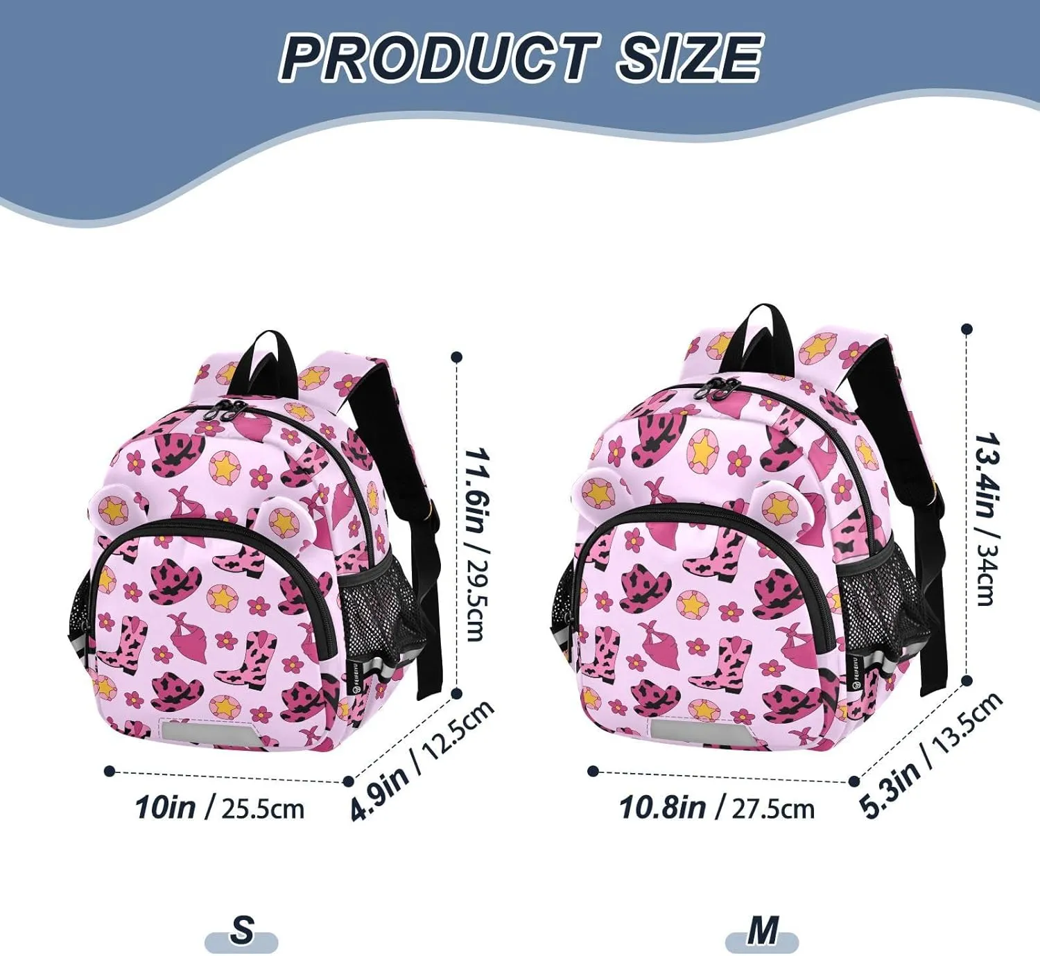 Plaaee Retro Cowgirl Pink Boots Hat Toddler Backpack Harness Leash Kids Back Pack Harnesses Leashes Tether for Boys Girls Outdoor Travel S