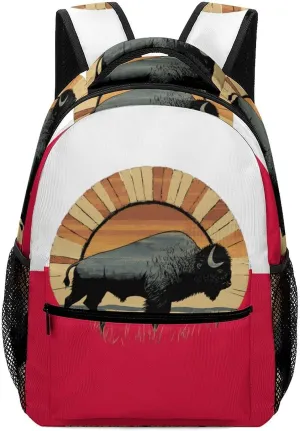 Poland Flag Polish Bison Unisex Backpack Casual Daypacks Lightweight Shoulders Bag for Camping Hiking Travel Gear