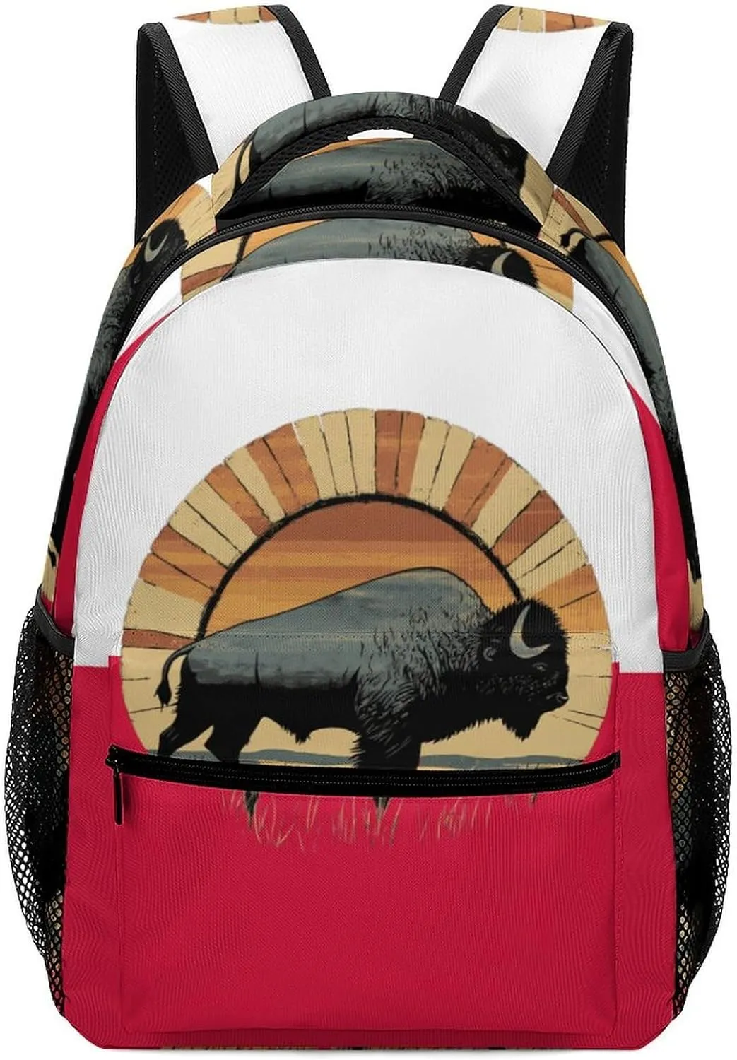 Poland Flag Polish Bison Unisex Backpack Casual Daypacks Lightweight Shoulders Bag for Camping Hiking Travel Gear