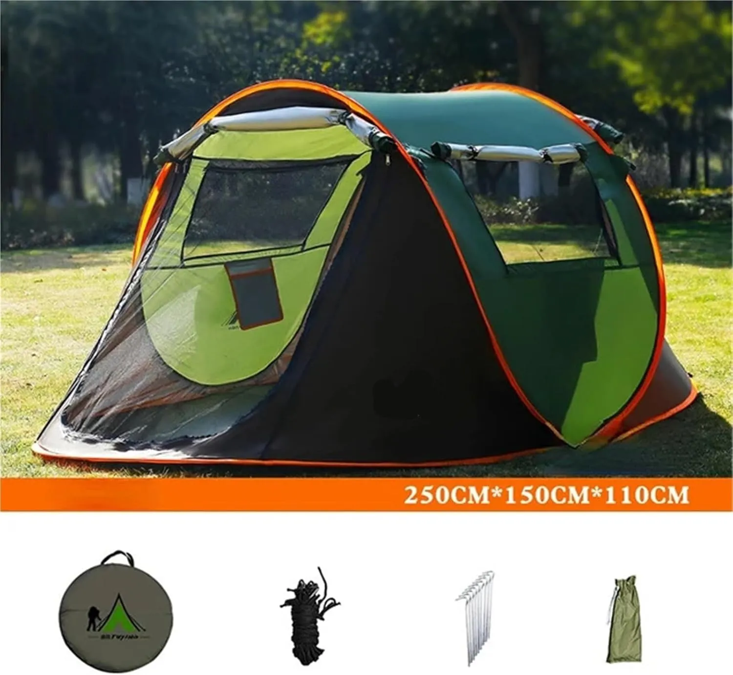 Pop Up Tents Ultralight Folding Camping Tent Fully Automatic Quick Open Tent Outdoor Rainproof Windproof Shelter Pop Up Tent for 3 4 People Adult Pop Up Tent(3 4 Green with Rod)