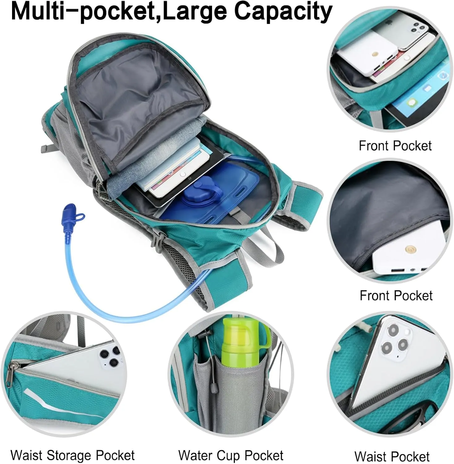 PORRASSO Hiking Backpack Waterproof Daypack 20L Rucksack Breathable Backpack for Women Men Trekking Cycling Climbing Outdoor Sports Orange