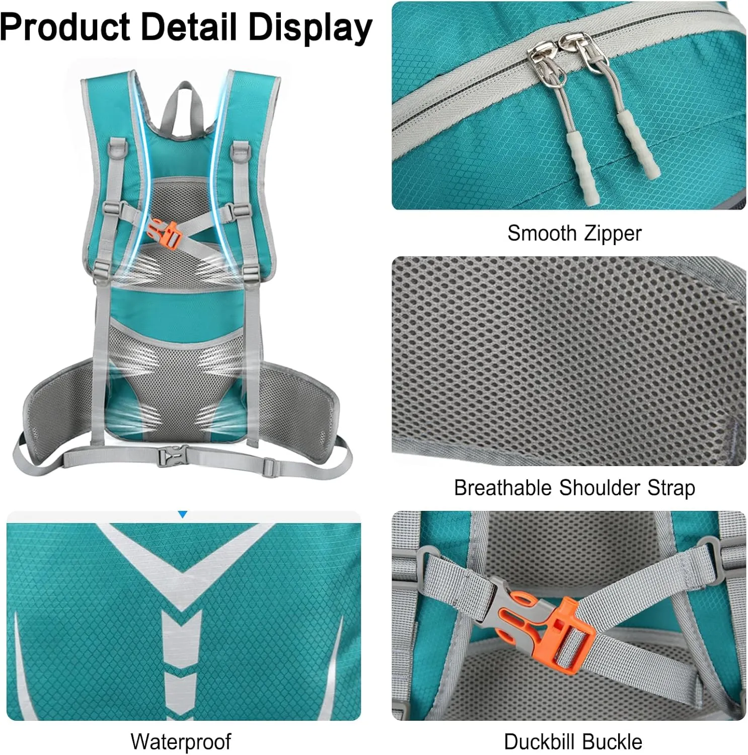 PORRASSO Hiking Backpack Waterproof Daypack 20L Rucksack Breathable Backpack for Women Men Trekking Cycling Climbing Outdoor Sports Orange