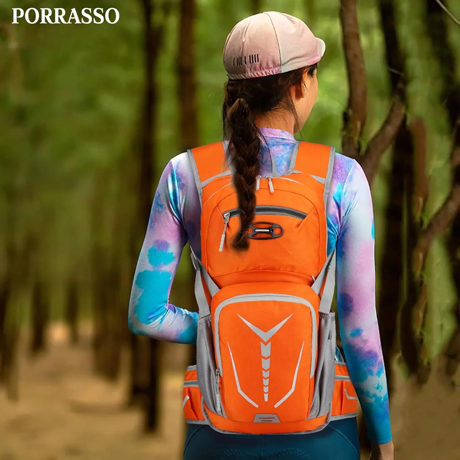 PORRASSO Hiking Backpack Waterproof Daypack 20L Rucksack Breathable Backpack for Women Men Trekking Cycling Climbing Outdoor Sports Orange