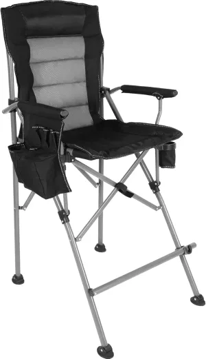 Portable Bar Height Foldable Director Chairs for Adults 330lbs, Extra Tall Folding Chairs for Camping Outside, Comfortable with Makeup Pocket, High Back and Footrest, Black