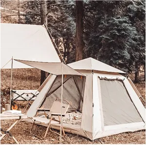Portable Campitents Family 4 People,Double Doors and Four Family Tents Practical Sturdy Instant Tent for Family Camping,Hikiparty