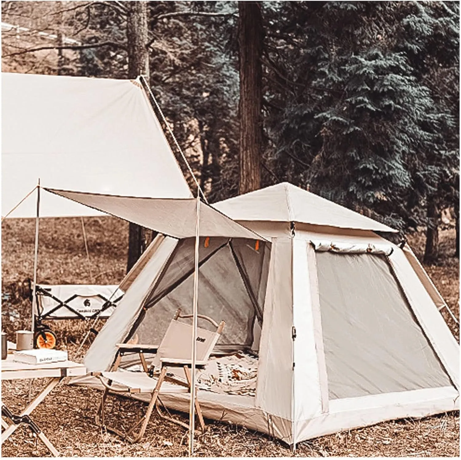 Portable Campitents Family 4 People,Double Doors and Four Family Tents Practical Sturdy Instant Tent for Family Camping,Hikiparty