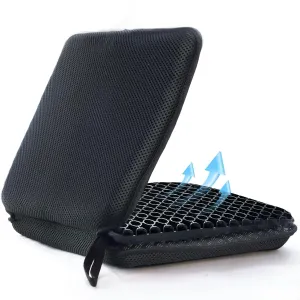 Portable Gel Seat Cushion, Up to 20.5" Foldable Travel Cushion for Home, Office Chair, Bleacher, Folding Egg Gel Pads for Stadium, Travel, Camping, Chair Pads for Pressure Relief[Black]