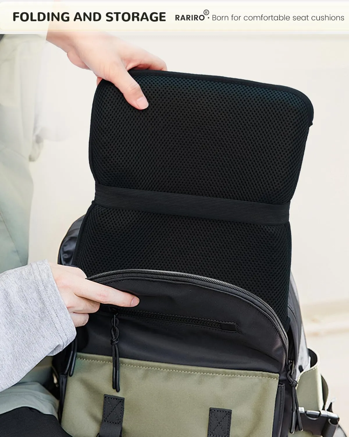 Portable Gel Seat Cushion, Up to 20.5" Foldable Travel Cushion for Home, Office Chair, Bleacher, Folding Egg Gel Pads for Stadium, Travel, Camping, Chair Pads for Pressure Relief[Black]