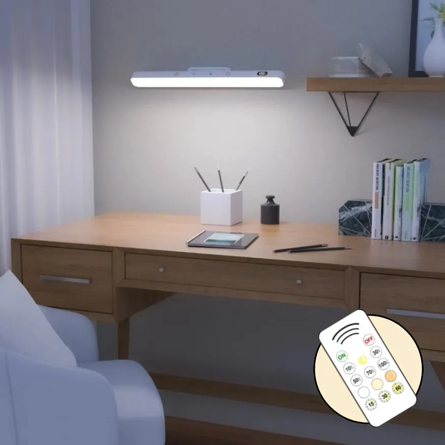 Portable LED Desk Light Bar - Magnetic, Remote Dimmable with 3 Color Modes