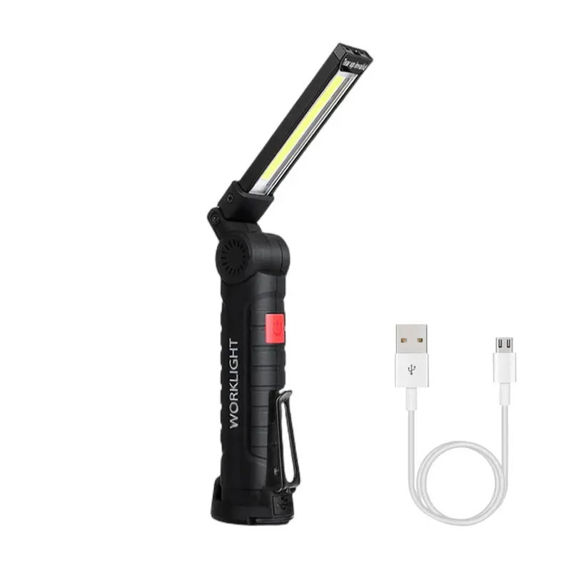 Portable LED Flashlight USB Rechargeable Work Light with Magnetic Base and Hanging Hook
