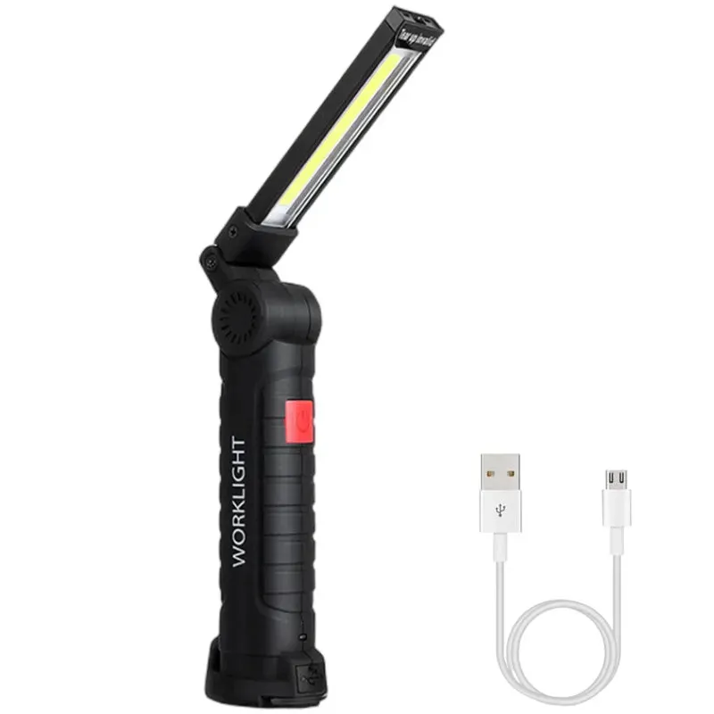 Portable LED Flashlight USB Rechargeable Work Light with Magnetic Base and Hanging Hook