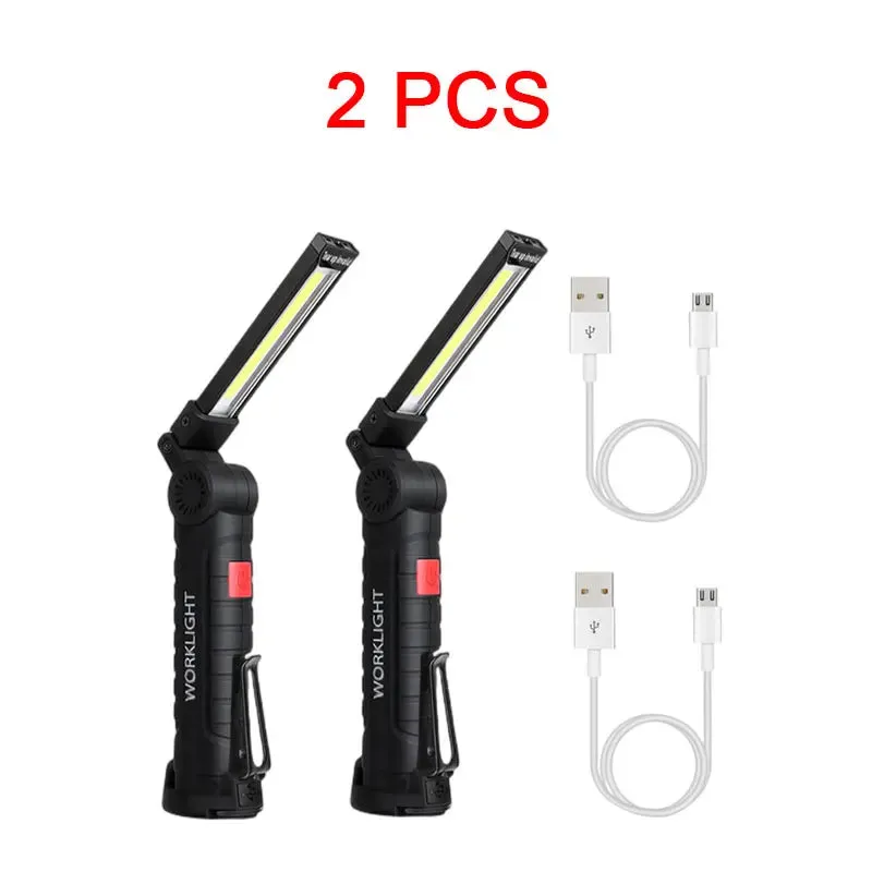 Portable LED Flashlight USB Rechargeable Work Light with Magnetic Base and Hanging Hook