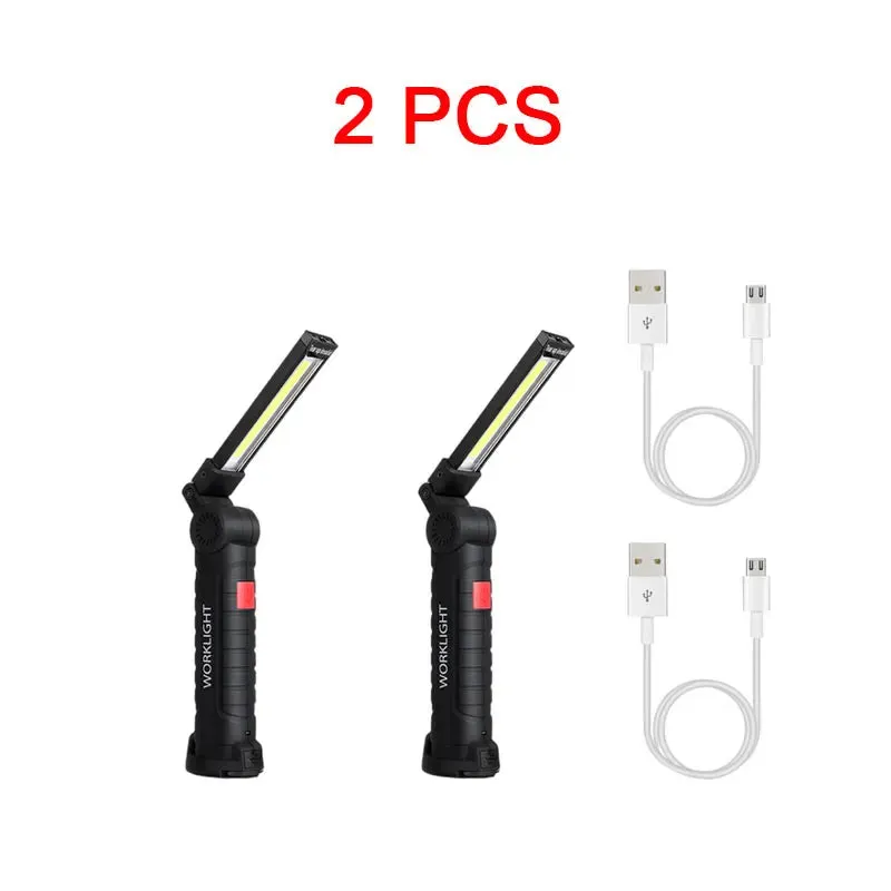 Portable LED Flashlight USB Rechargeable Work Light with Magnetic Base and Hanging Hook