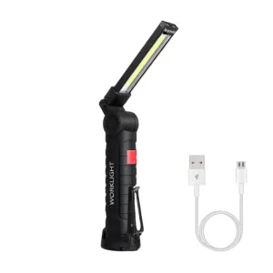 Portable LED Flashlight USB Rechargeable Work Light with Magnetic Base and Hanging Hook