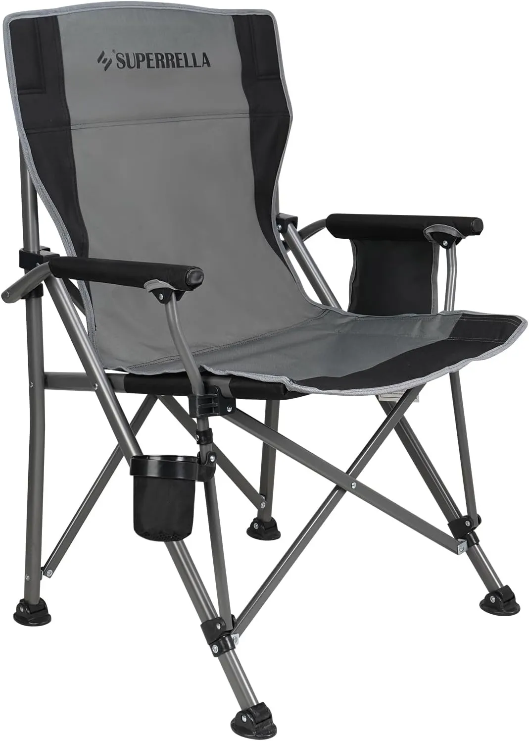 Portable Outdoor Folding Camping Chair Heavy Duty Camp Chair with Storage Bag for Outside Activities, Black Grey