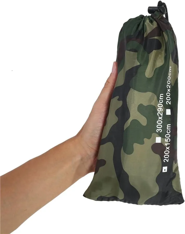 Portable Tent Tarpaulin Outdoor Camouflage Lightweight Rainproof Mat Outdoor Waterproof Tarpaulin Camping Awning Shelter Rain Tarpaulin for Camping (3 * 2.9 Meters)