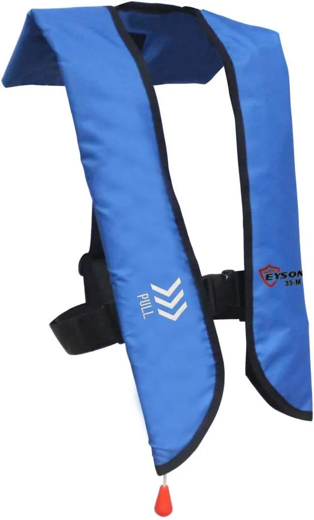 Premium Safety Adult Life Jacket with Whistle - Manual Version Inflatable Lifejacket Life Vest Preserver for Boating Fishing Sailing Kayaking Surfing Paddling Swimming - Adjustable Life Saving Vest