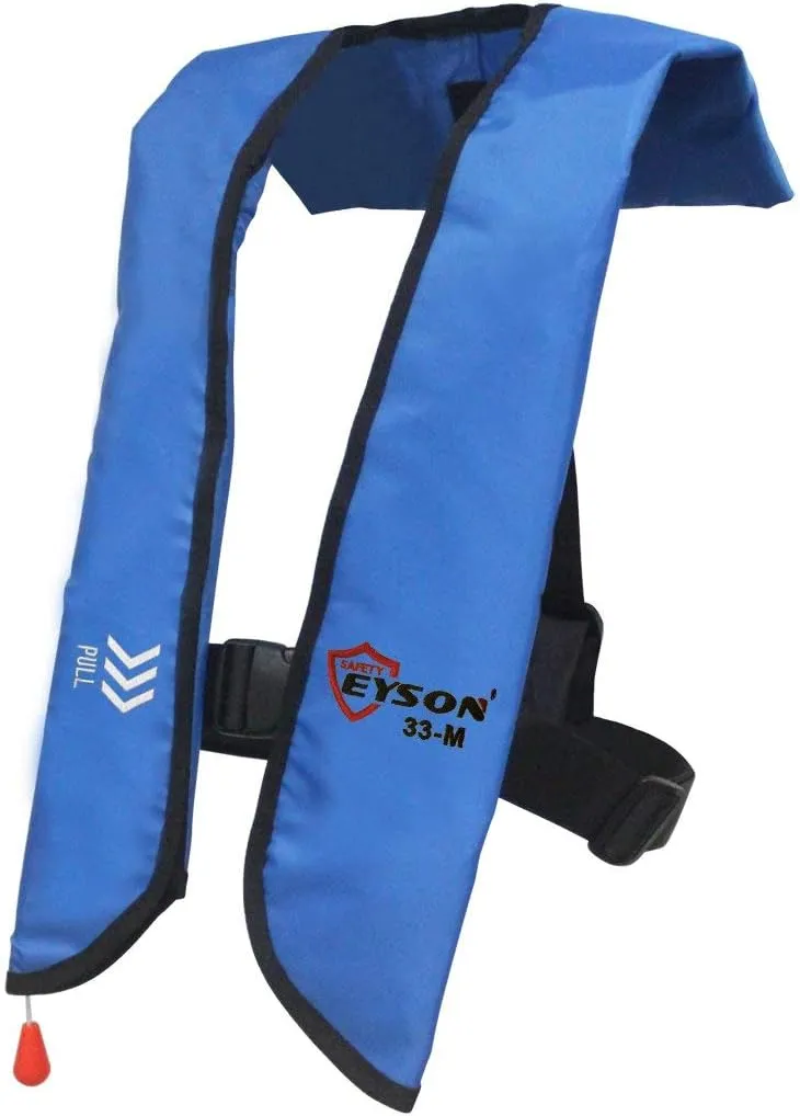Premium Safety Adult Life Jacket with Whistle - Manual Version Inflatable Lifejacket Life Vest Preserver for Boating Fishing Sailing Kayaking Surfing Paddling Swimming - Adjustable Life Saving Vest