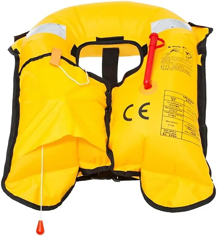 Premium Safety Adult Life Jacket with Whistle - Manual Version Inflatable Lifejacket Life Vest Preserver for Boating Fishing Sailing Kayaking Surfing Paddling Swimming - Adjustable Life Saving Vest
