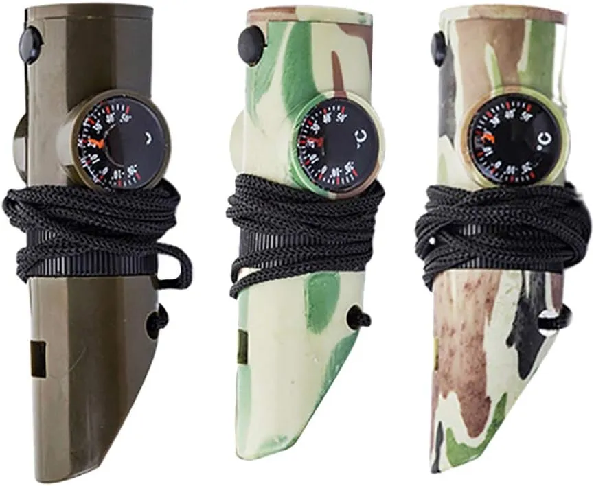 PRETYZOOM 3pcs Outdoor Survival Whistle Multifunctional Whistle Multi-Functional Whistle Compass Thermometer Whistle Multifunction Whistle 7 in 1 Whistle Survival Whistle for Signal