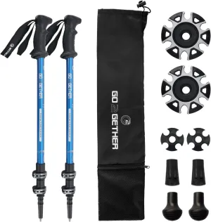 Product Image G2 Trekking Hiking Poles Telescopic/Aluminum Alloy/Comfort BMM Handle/Auto-Adjustable Strap/Quick Flip Lock/Snow Baskets Attached (Pack of 2 Poles)