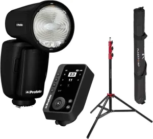Profoto A10 Flash for Fujifilm, Bundle with Connect Pro Transmitter and Light Stand